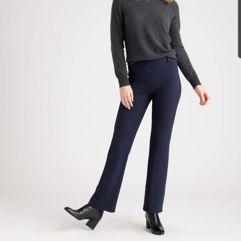 Quince Ultra-Stretch Ponte Bootcut Pants Navy Size Medium M